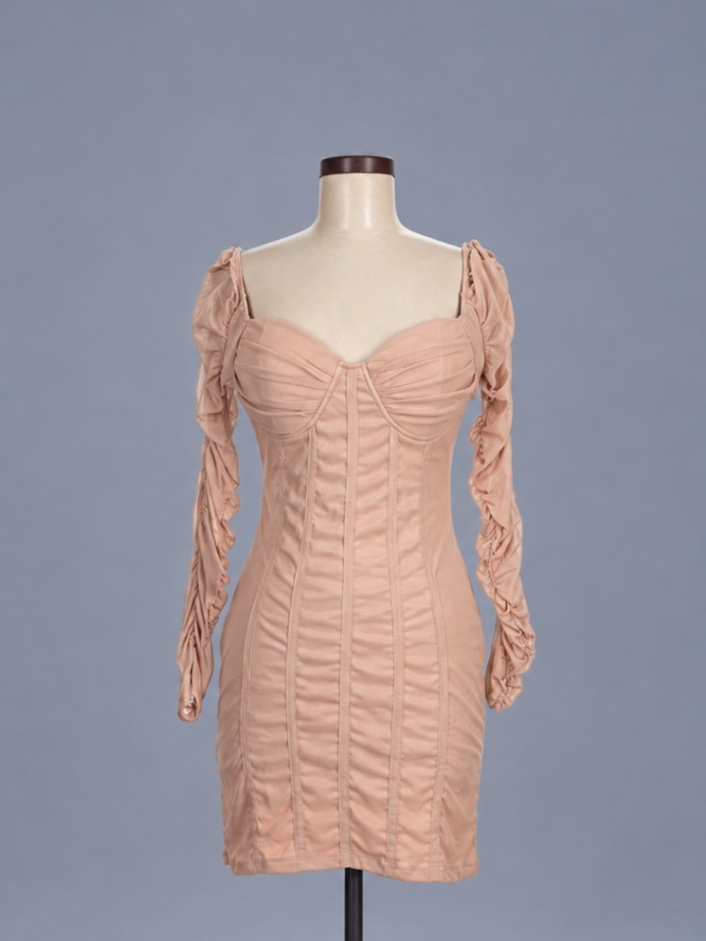 Haute Monde Blush Pink Ruched Corset Mini Dress – M